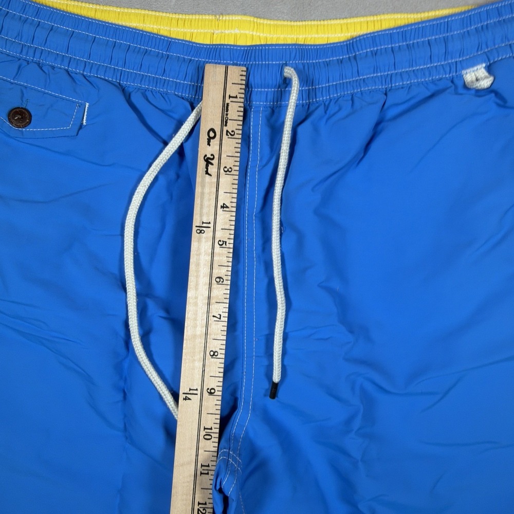 Polo Ralph Lauren Swim Trunks Men's Large Blue Yellow Pony Lined Board Shorts - Picture 14 of 15